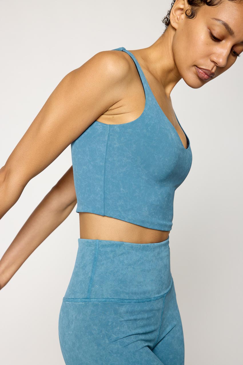 Vital Recycled Nylon V-Neck Washed Longline Light Support Sports Bra