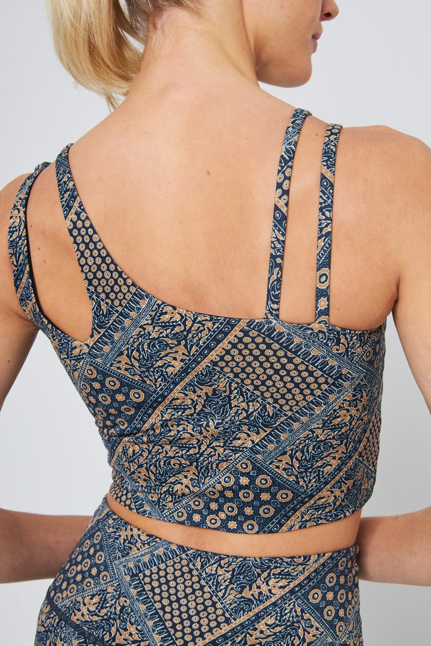 Explore Longline Printed Light Support Bra Peached