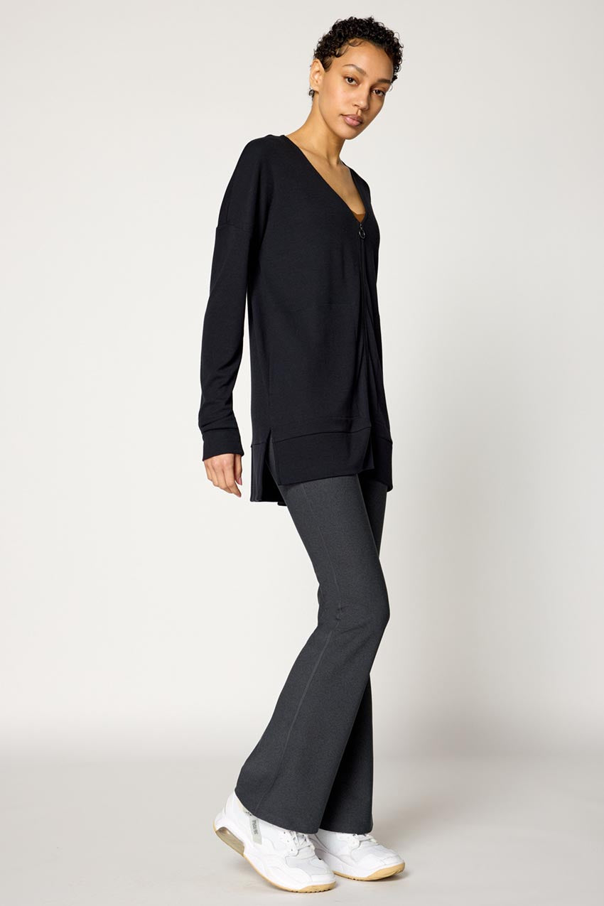Symphony Recycled Polyester TENCEL™ Modal Ribbed Zip-Up Cardigan