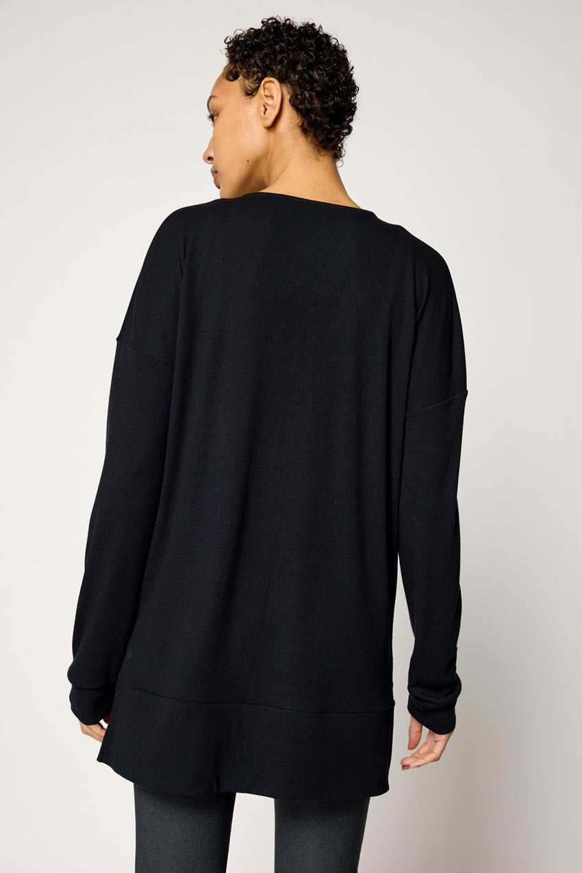 Symphony Recycled Polyester TENCEL™ Modal Ribbed Zip-Up Cardigan