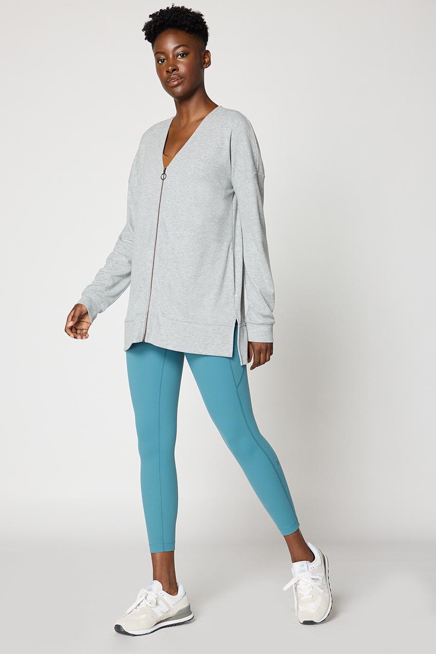 Symphony Recycled Polyester TENCEL™ Modal Ribbed Zip-Up Cardigan
