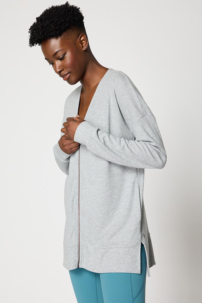 Symphony Recycled Polyester TENCEL™ Modal Ribbed Zip-Up Cardigan