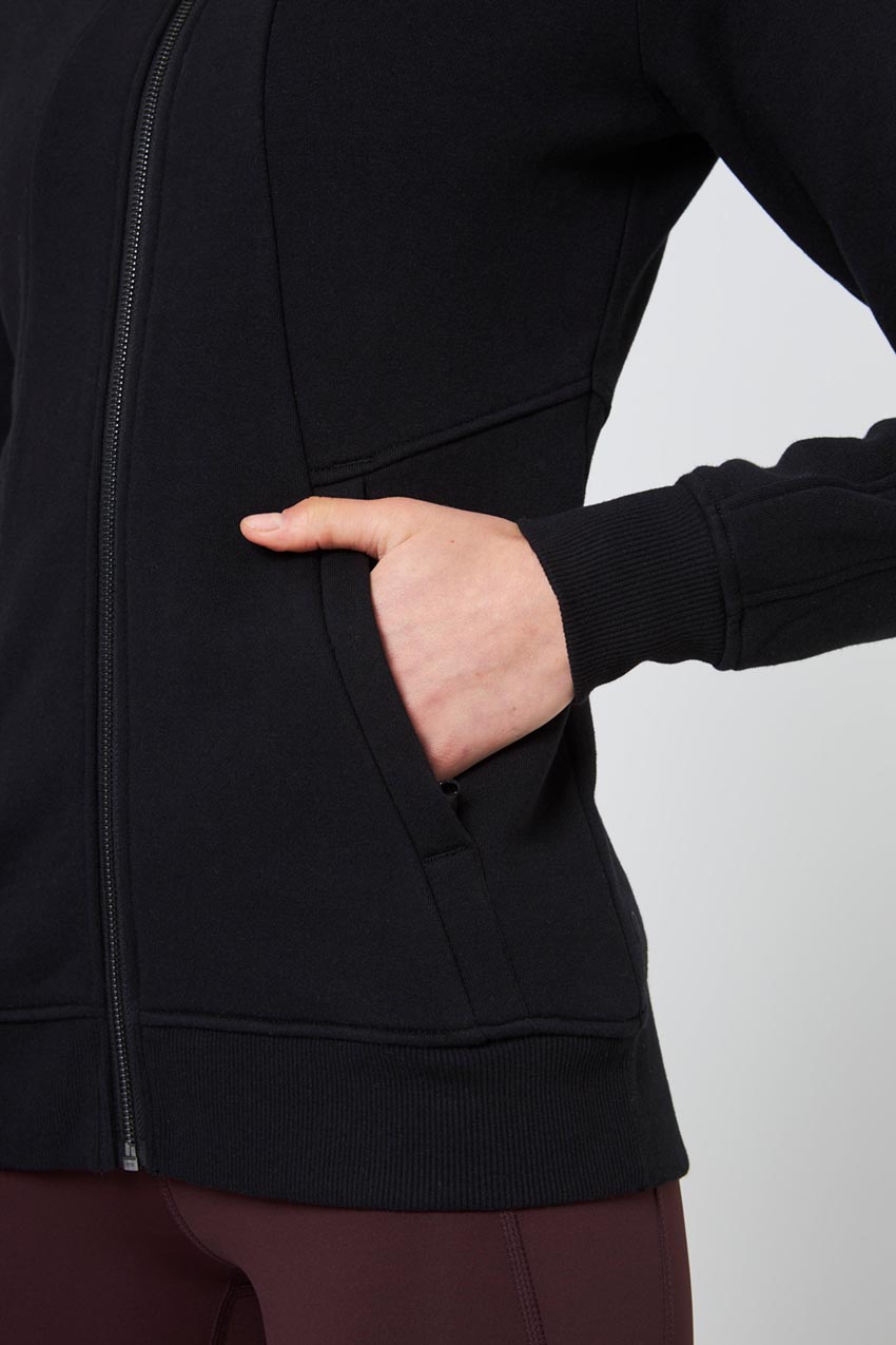 Ease Organic Cotton Zip-Up - Black