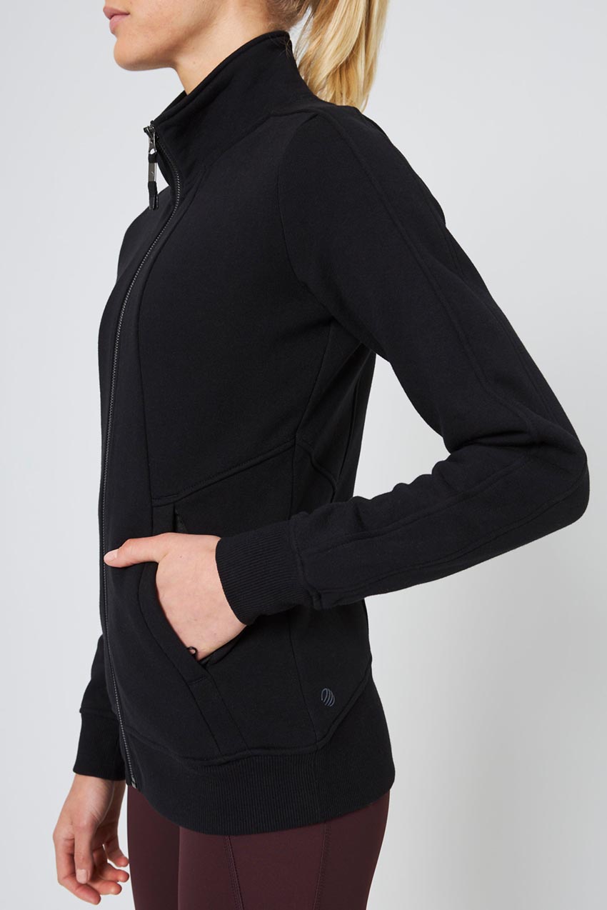Ease Organic Cotton Zip-Up - Black