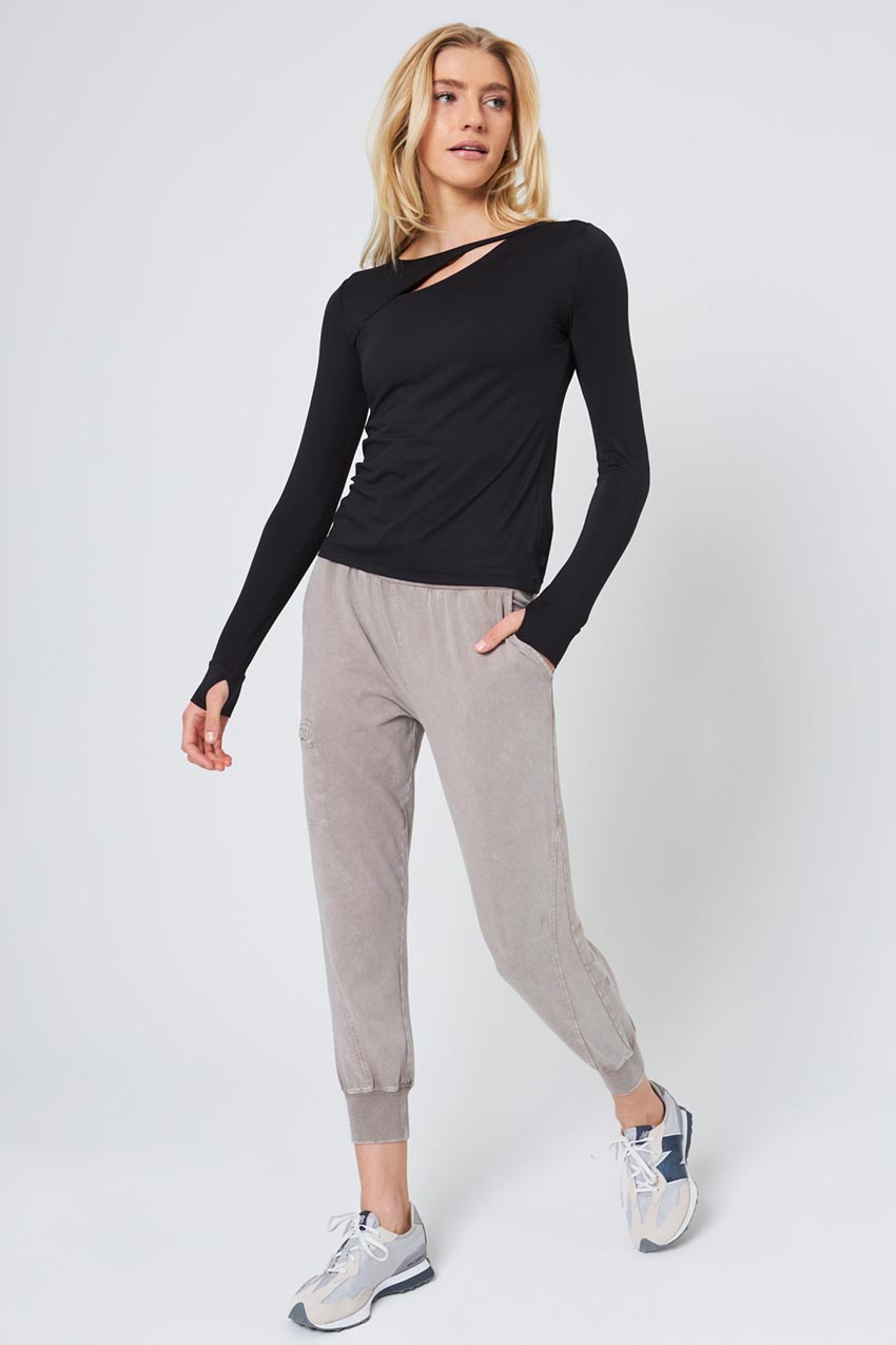 Pace Sliced Front Long Sleeve Top
