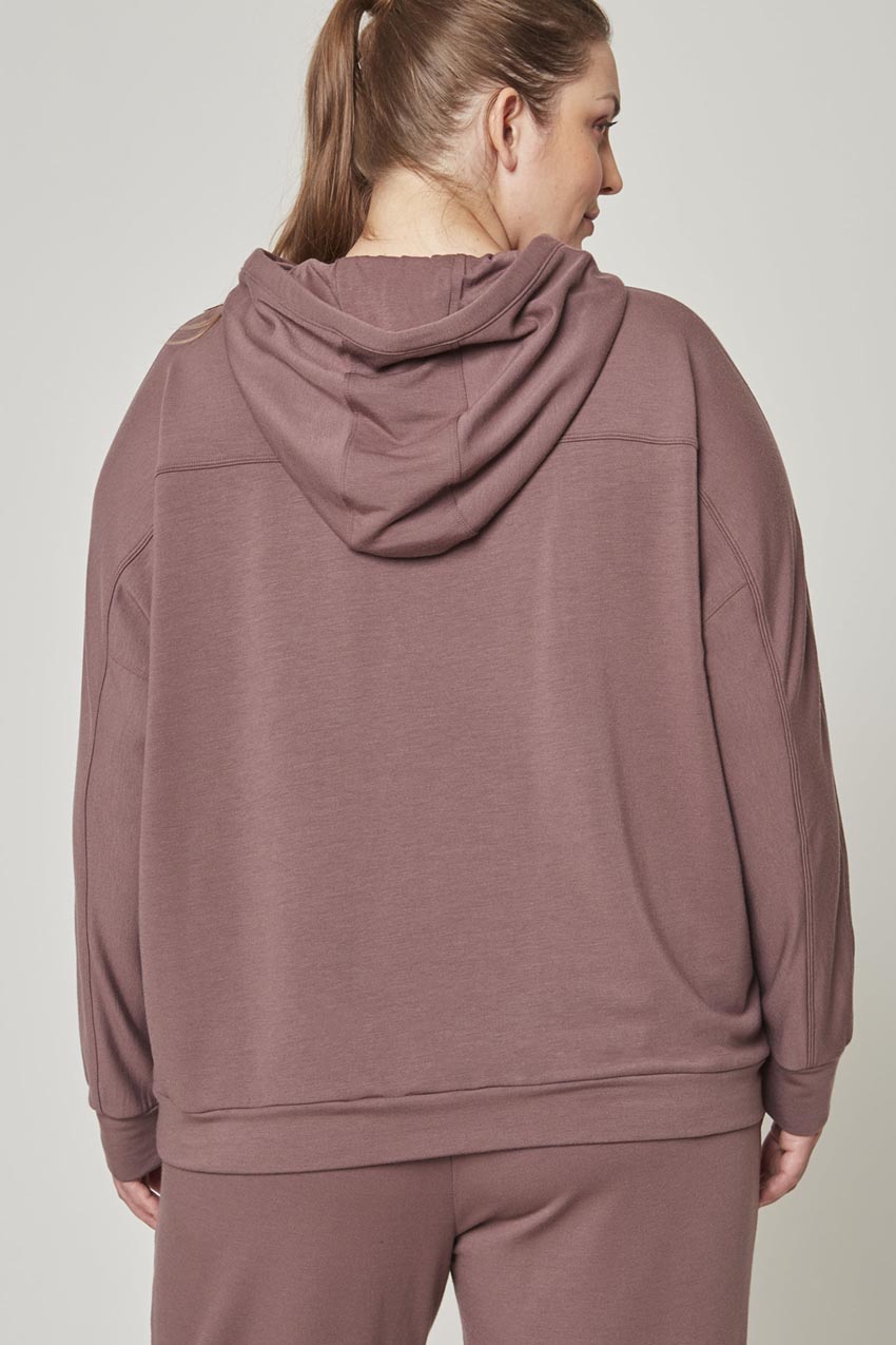 Serene Recycled Polyester TENCEL™ Modal Relaxed Hoodie with Placket