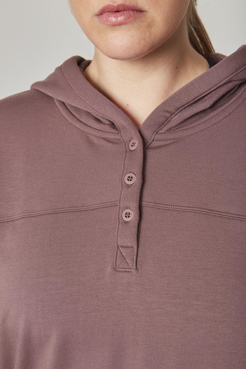 Serene Recycled Polyester TENCEL™ Modal Relaxed Hoodie with Placket