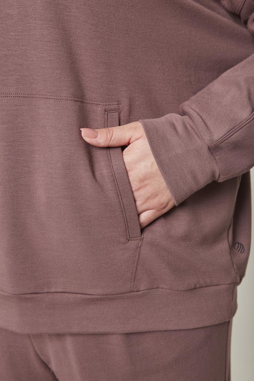 Serene Recycled Polyester TENCEL™ Modal Relaxed Hoodie with Placket