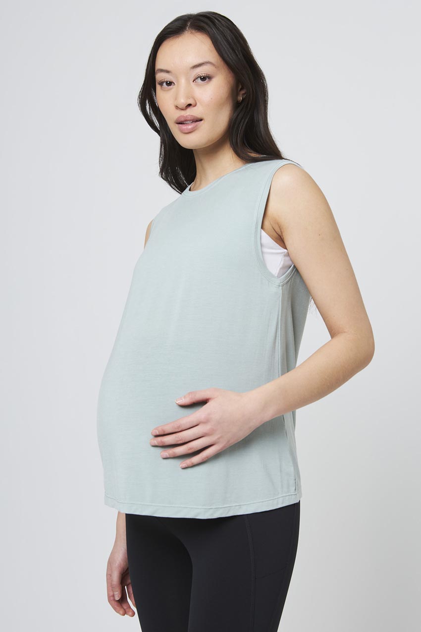 MPG Sport Breeze Crew Neck Maternity Tank in Pistachio