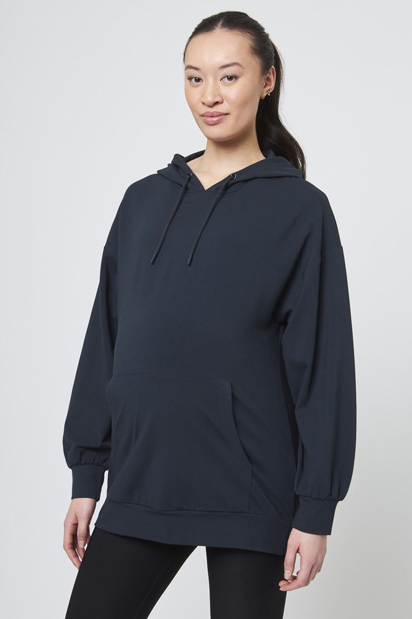 MPG Sport Balance Oversized Long Maternity Hoodie in Dark Teal