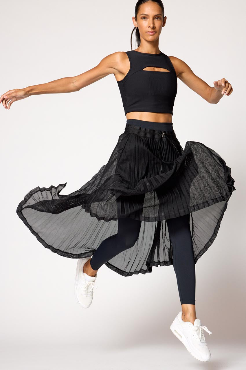 Layered Mesh Athletic Skirt in Black Bloom – Rebel Athletic