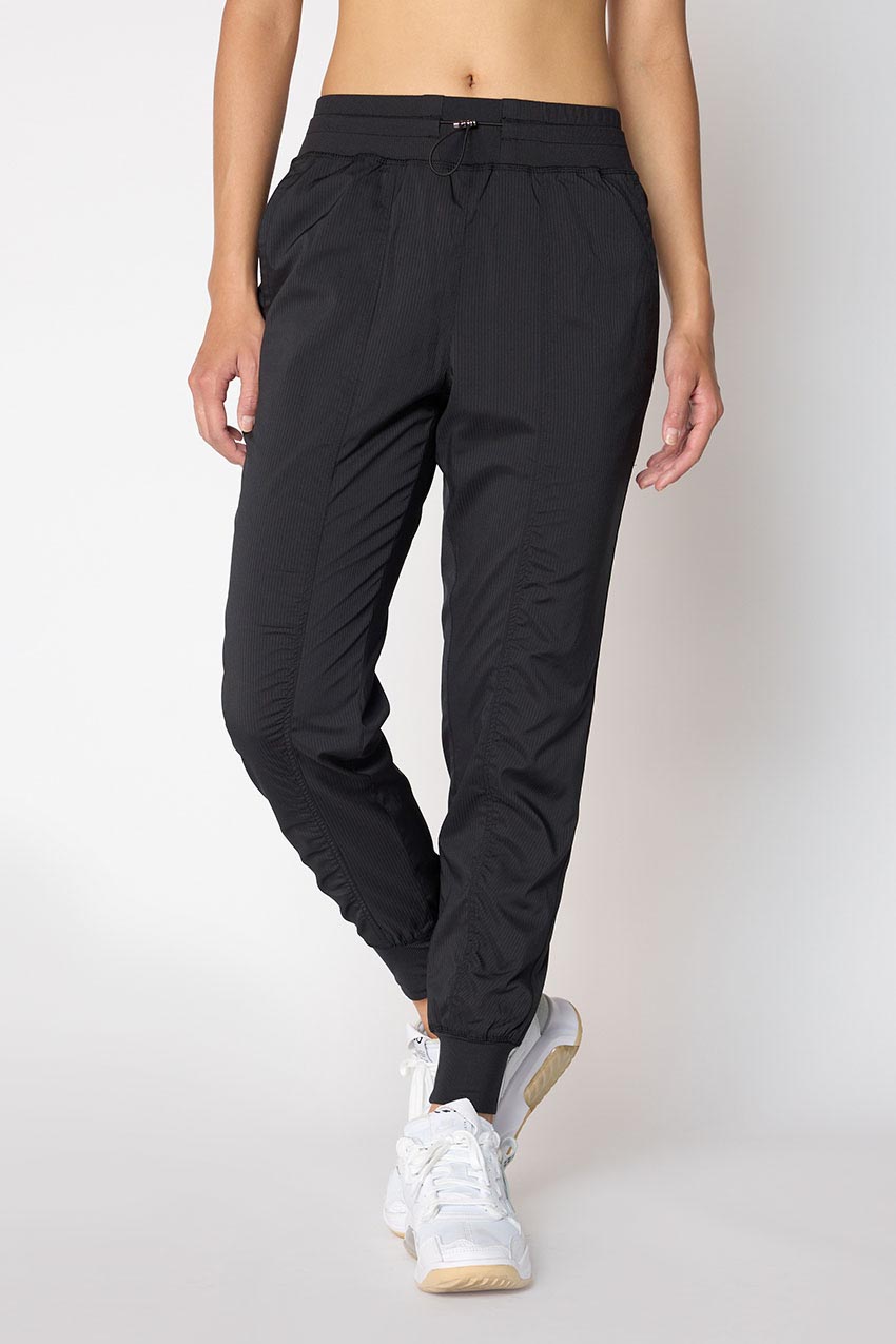 MPG Sport Eclipse High-Waisted 28" Shadow Stripe Jogger in Black