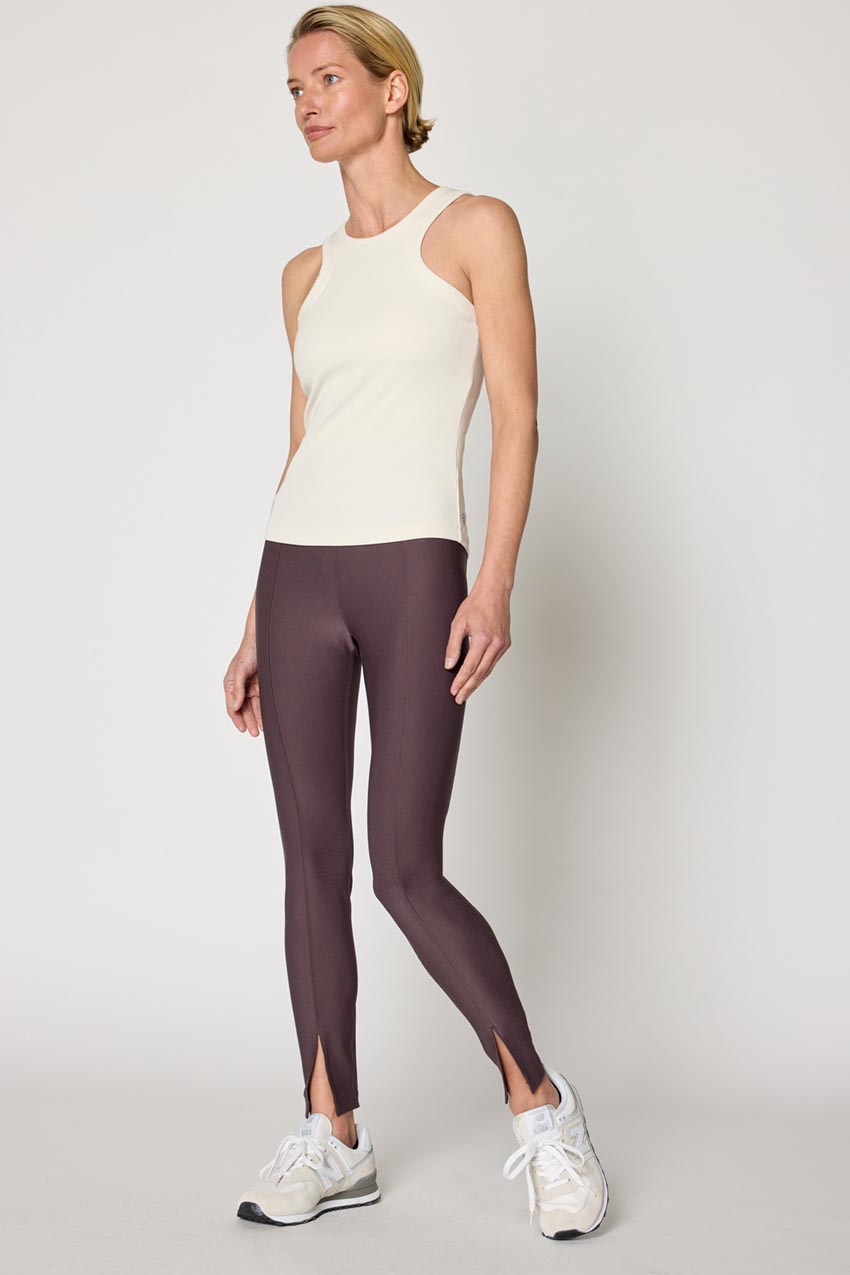 Explore Recycled Polyester High-Waisted Front Slit Legging 27"