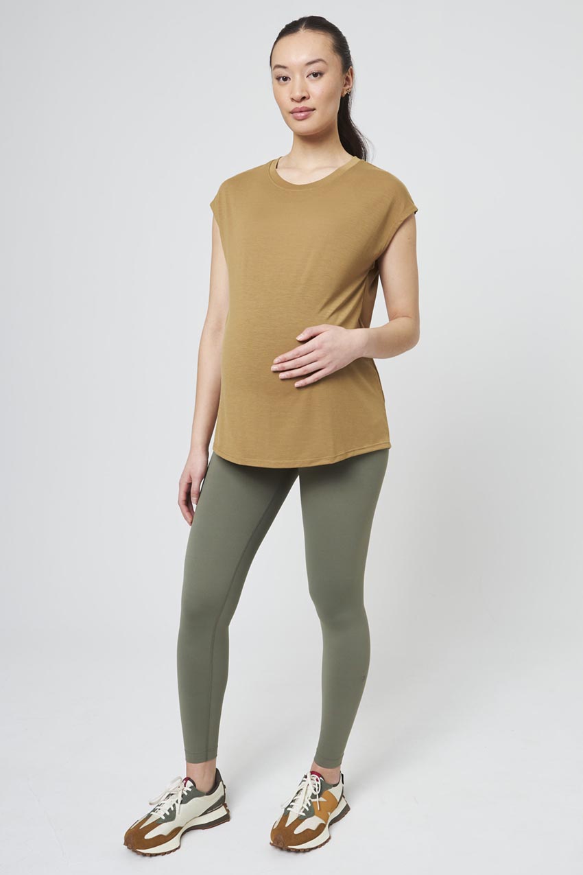 Vital Recycled Nylon High-Waisted Maternity Legging 26" Peached