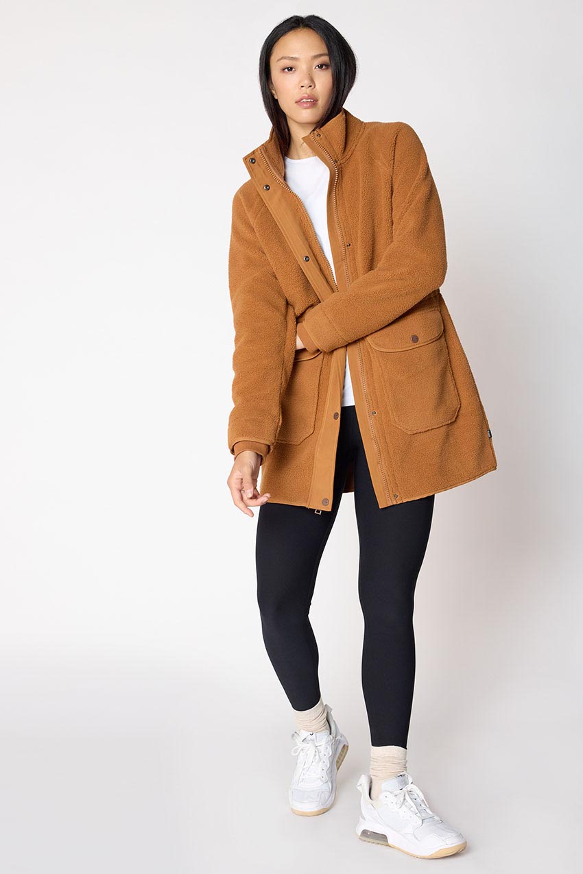 Levitate Longline Mixed Media Berber Jacket