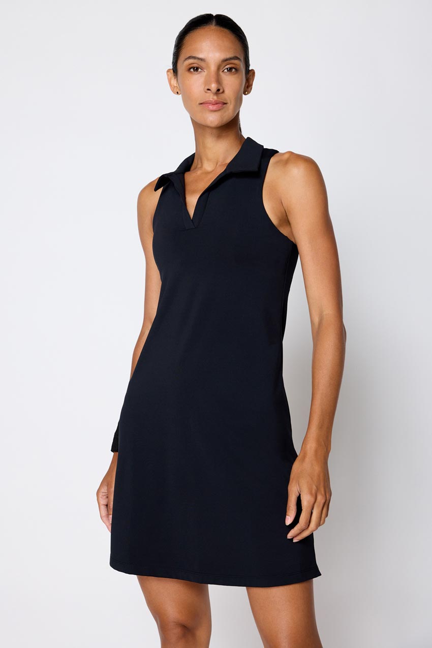 Vital Recycled Nylon Polo Collar Racerback Dress with Bra Liner