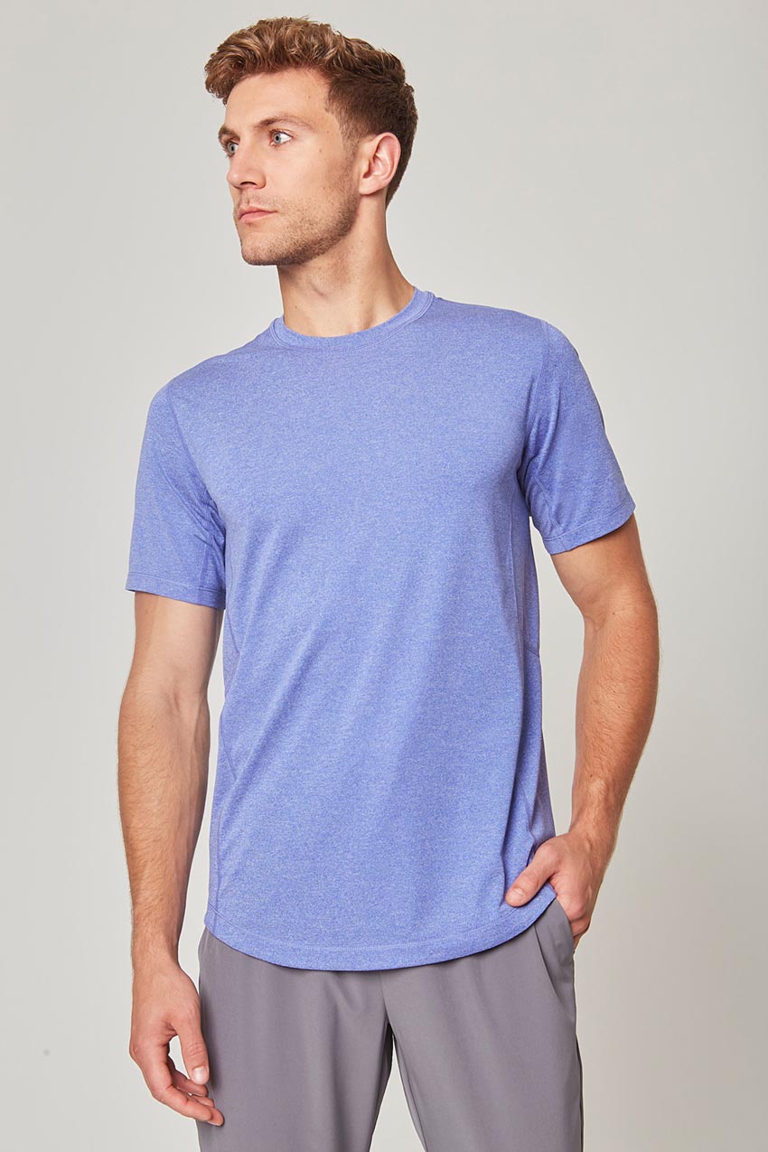 MPG Sport Conquer Crew Neck Long Sleeve Tech Shirt - Sale in Surf Blue