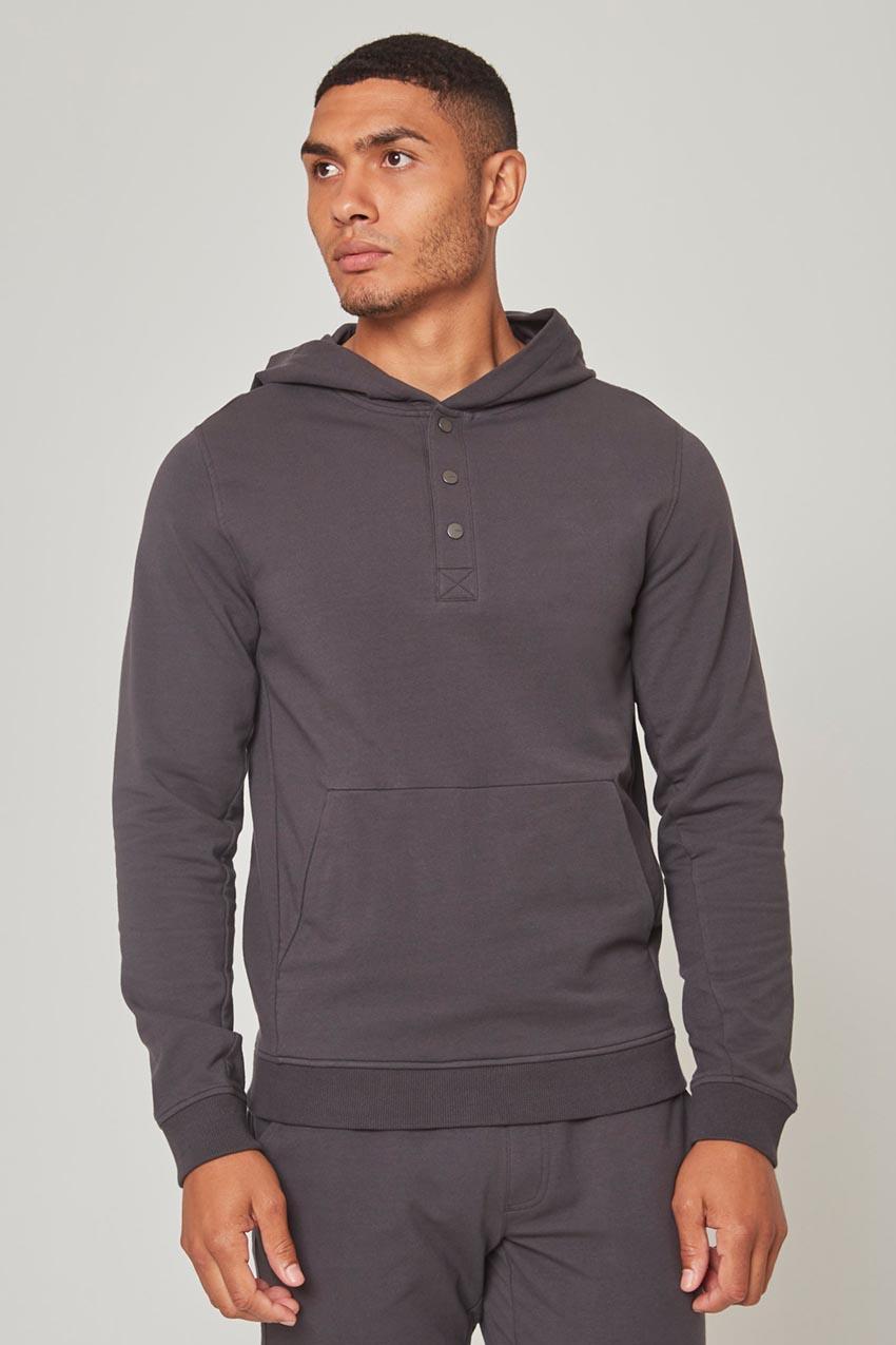 MPG Sport Unwind Hoodie with Snap Placket in Asphalt