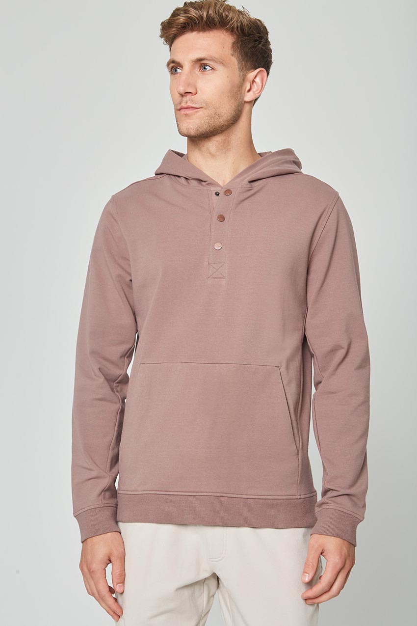 MPG Sport Unwind Hoodie with Snap Placket in Almond