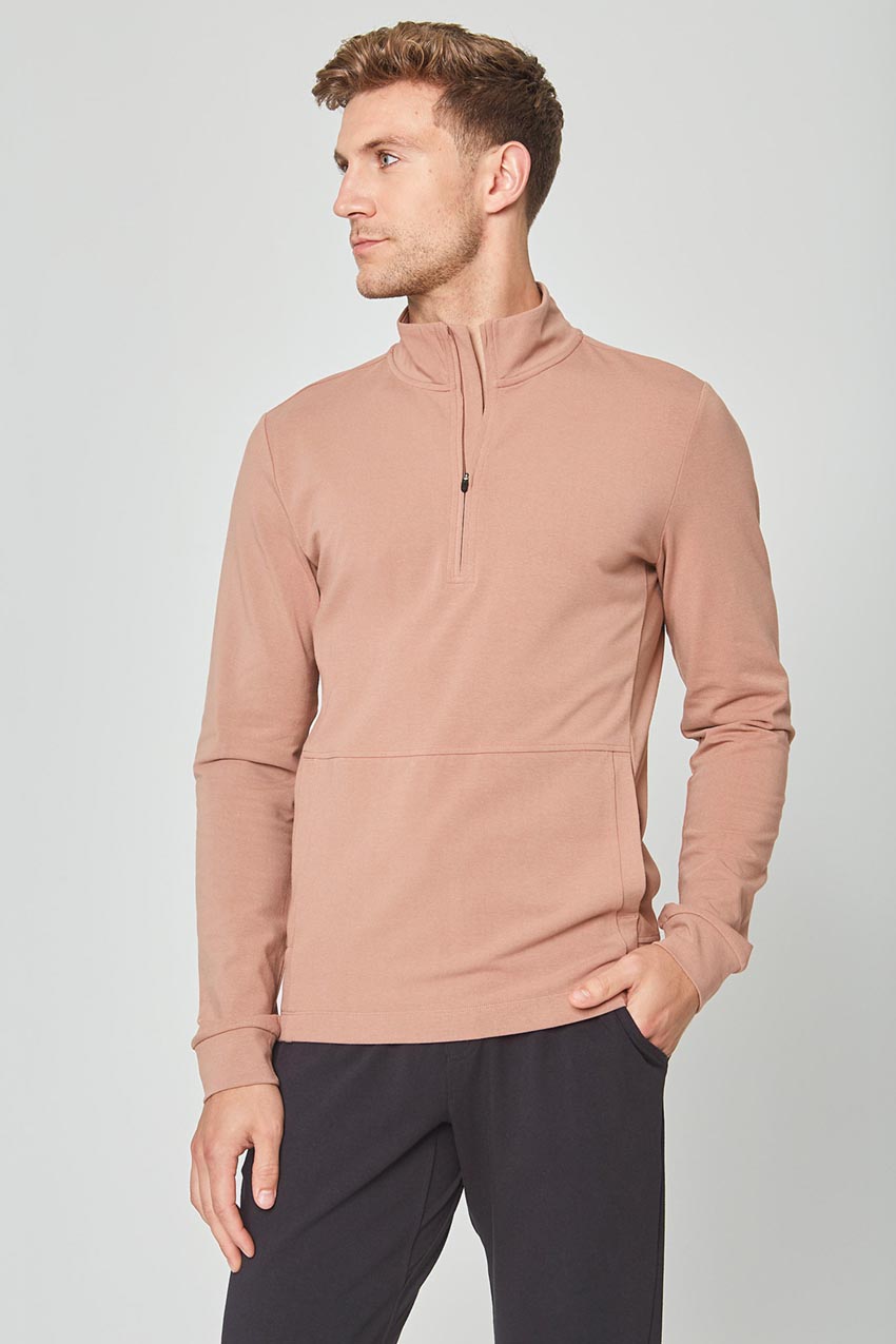 MPG Sport Balance TENCEL™ Half Zip Pullover in Dark Mocha