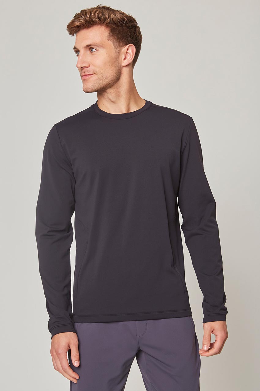 MPG Sport Forge Thermal Long Sleeve Crew Neck with Zip Pocket in Black