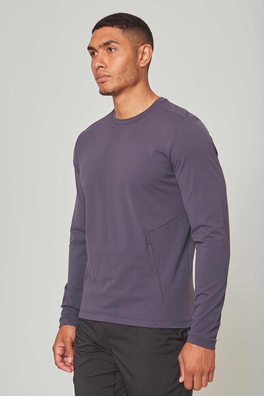 MPG Sport Forge Thermal Long Sleeve Crew Neck with Zip Pocket in Ebony