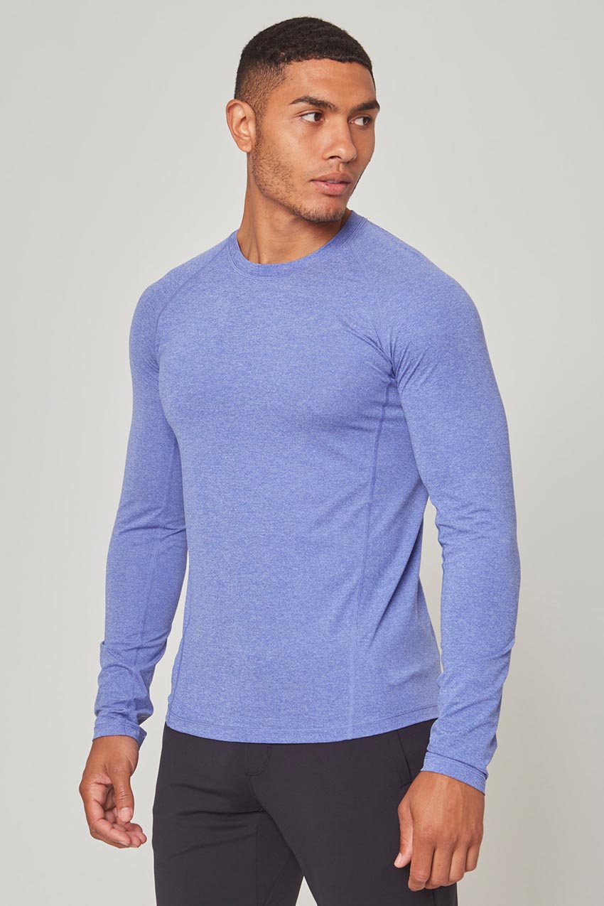 MPG Sport Conquer Crew Neck Long Sleeve Tech Shirt - Sale  in Surf Blue Melange