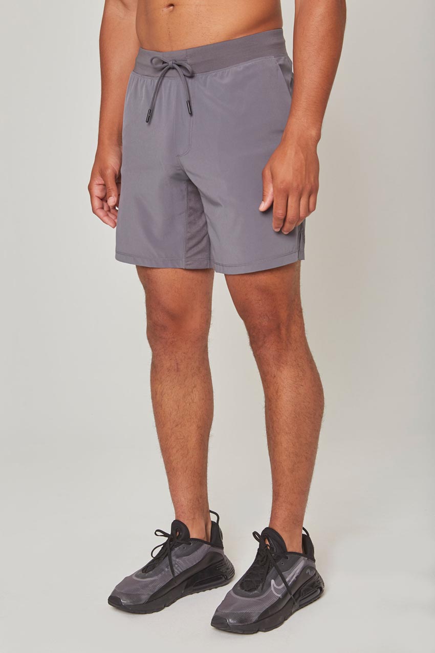 MPG Sport Stride 8" Recycled Polyester Unlined Short with Knit Waistband in Steel Grey
