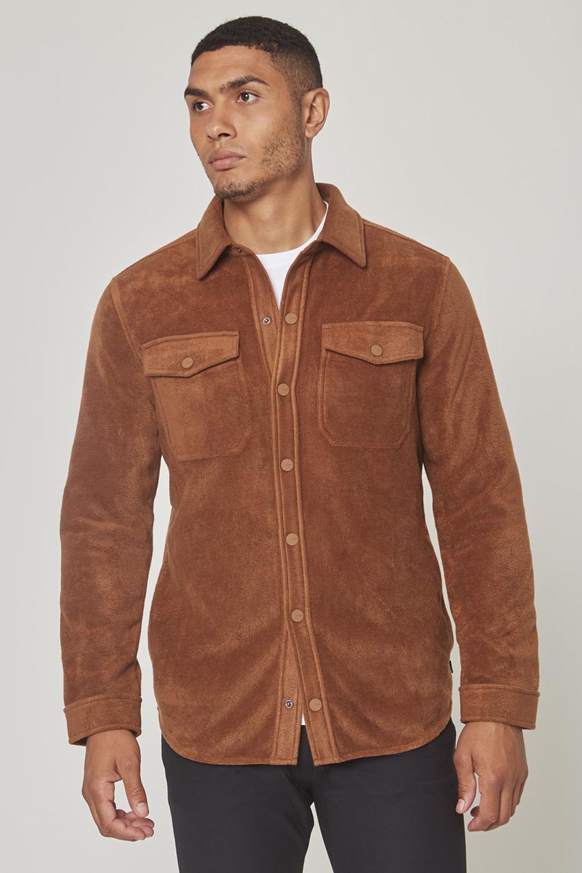 MPG Sport Elevate Shirt Jacket in Dark Camel