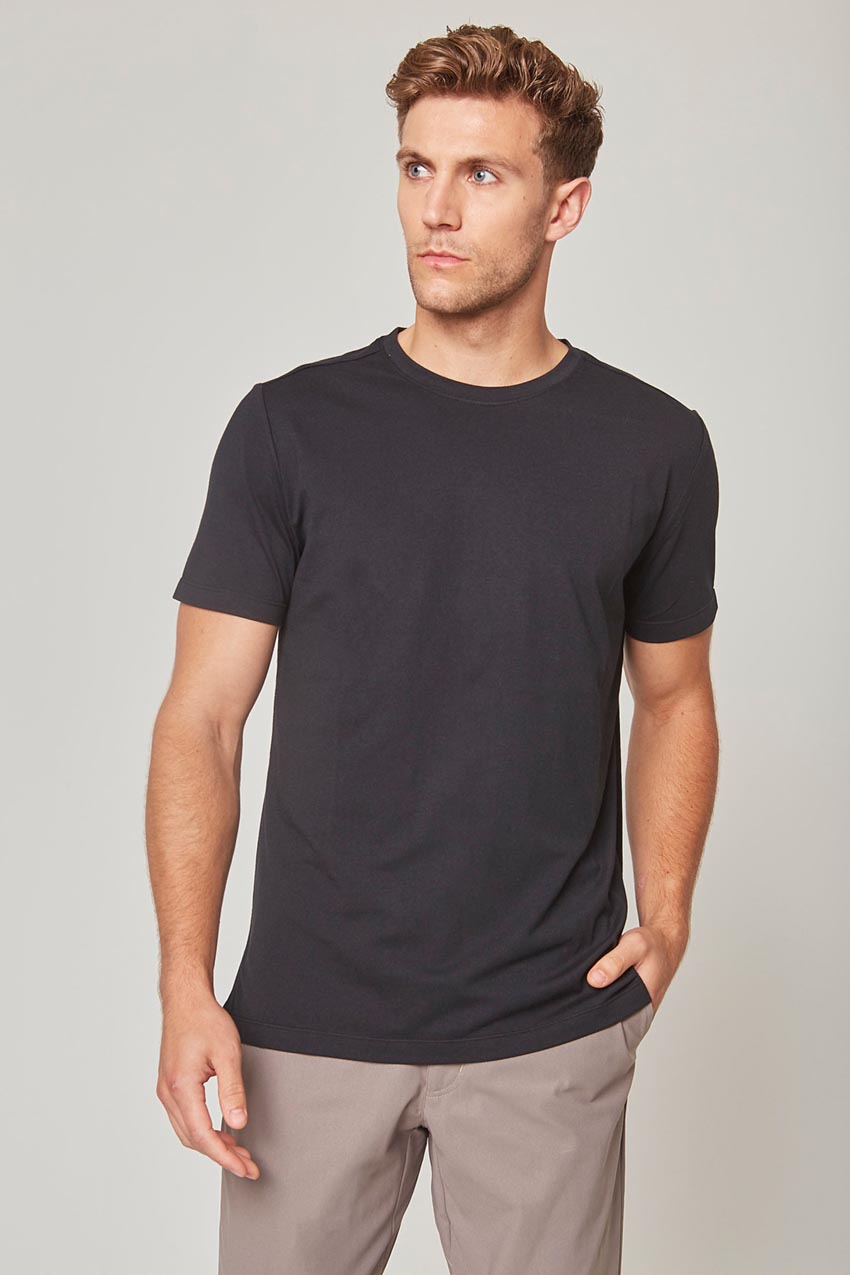 MPG Sport Achieve Short Sleeve Shirt with Side Slit in Black