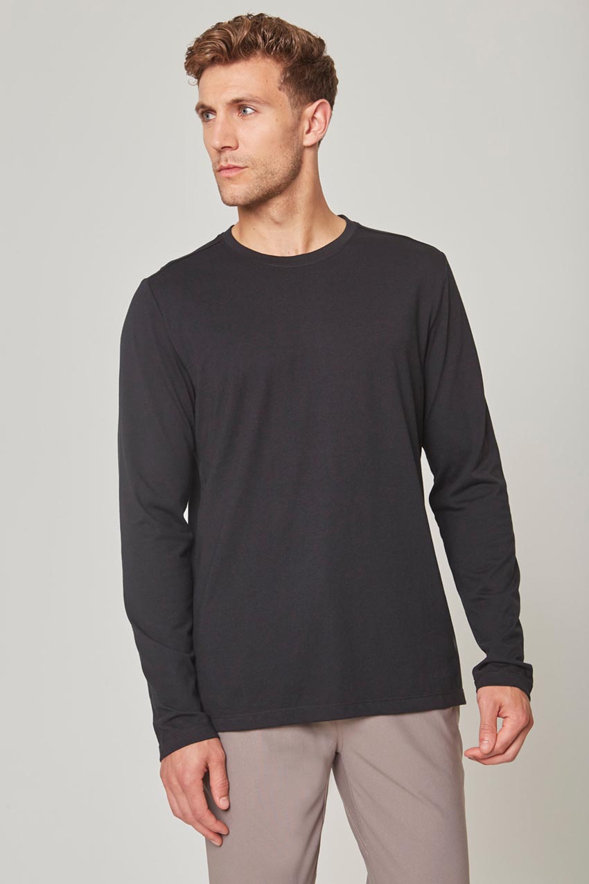MPG Sport Achieve Long Sleeve Shirt with Side Slit in Black