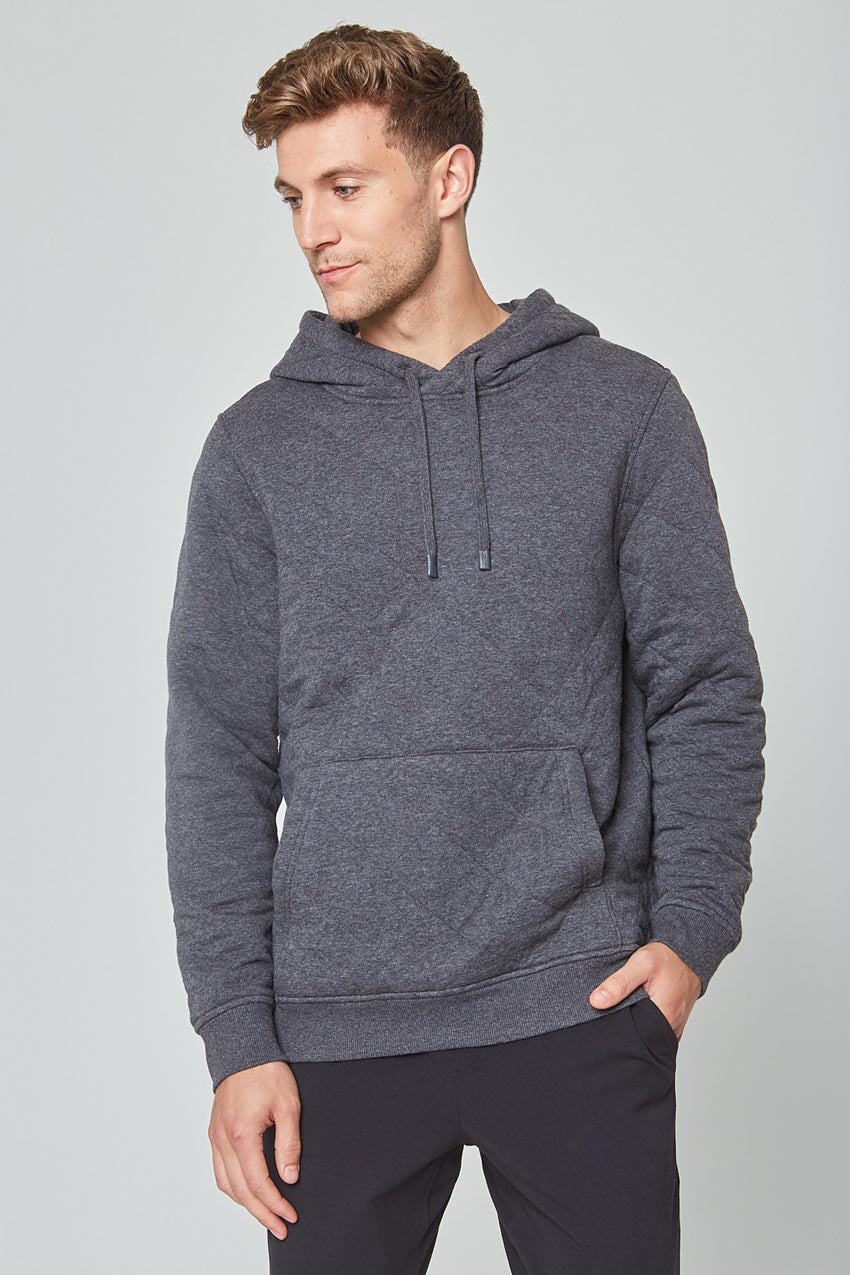 MPG Sport Aspire Relaxed Quilted Hoodie in Htr Charcoal