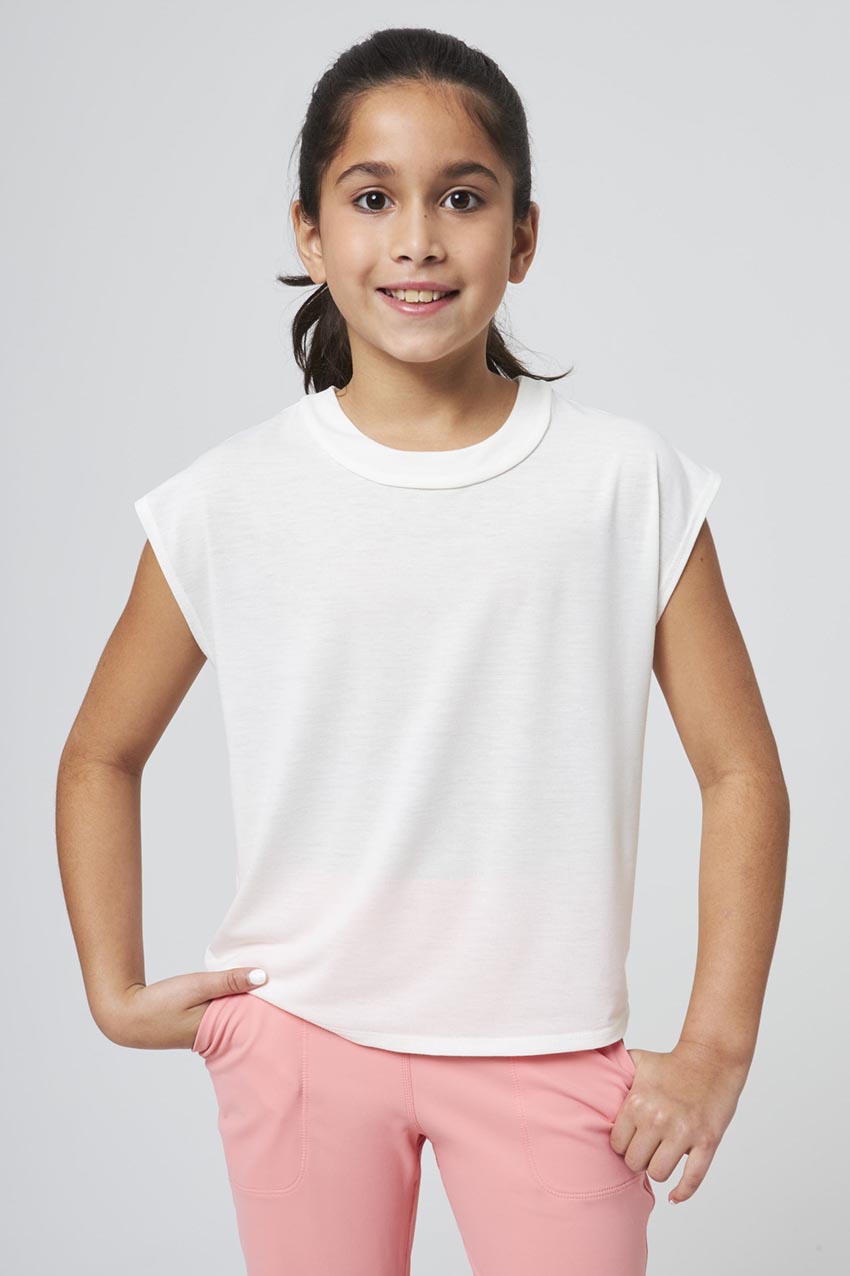 MPG Sport Dynamic Key-Hole Relaxed Girls Tee in Papyrus