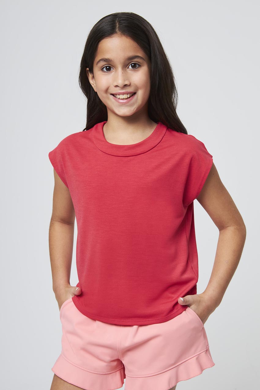 MPG Sport Dynamic Key-Hole Relaxed Girls Tee in Cardinal