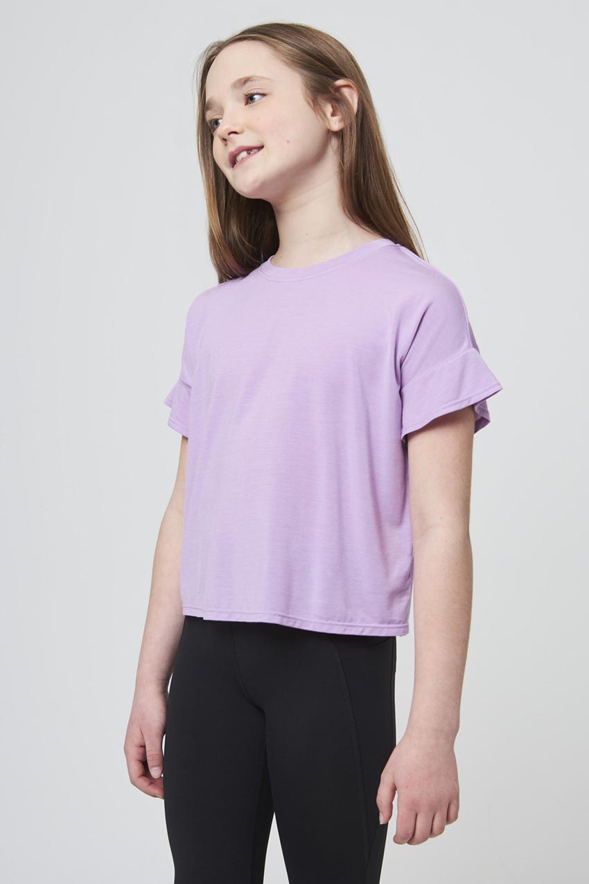 MPG Sport Breeze Relaxed Short Sleeve Girls Tee in Crocus Petal