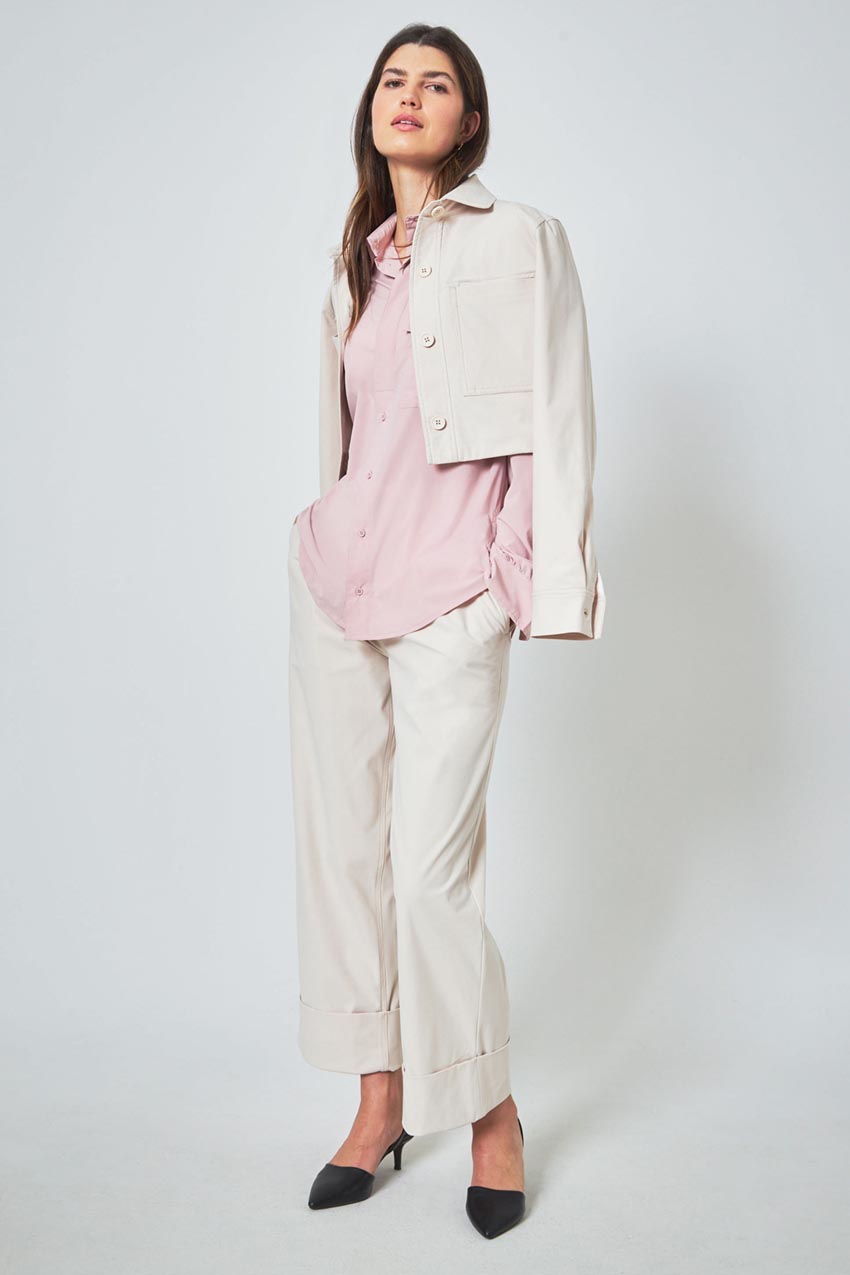 Resource Relaxed Blouse with Pleated Sleeve Cuff Detail