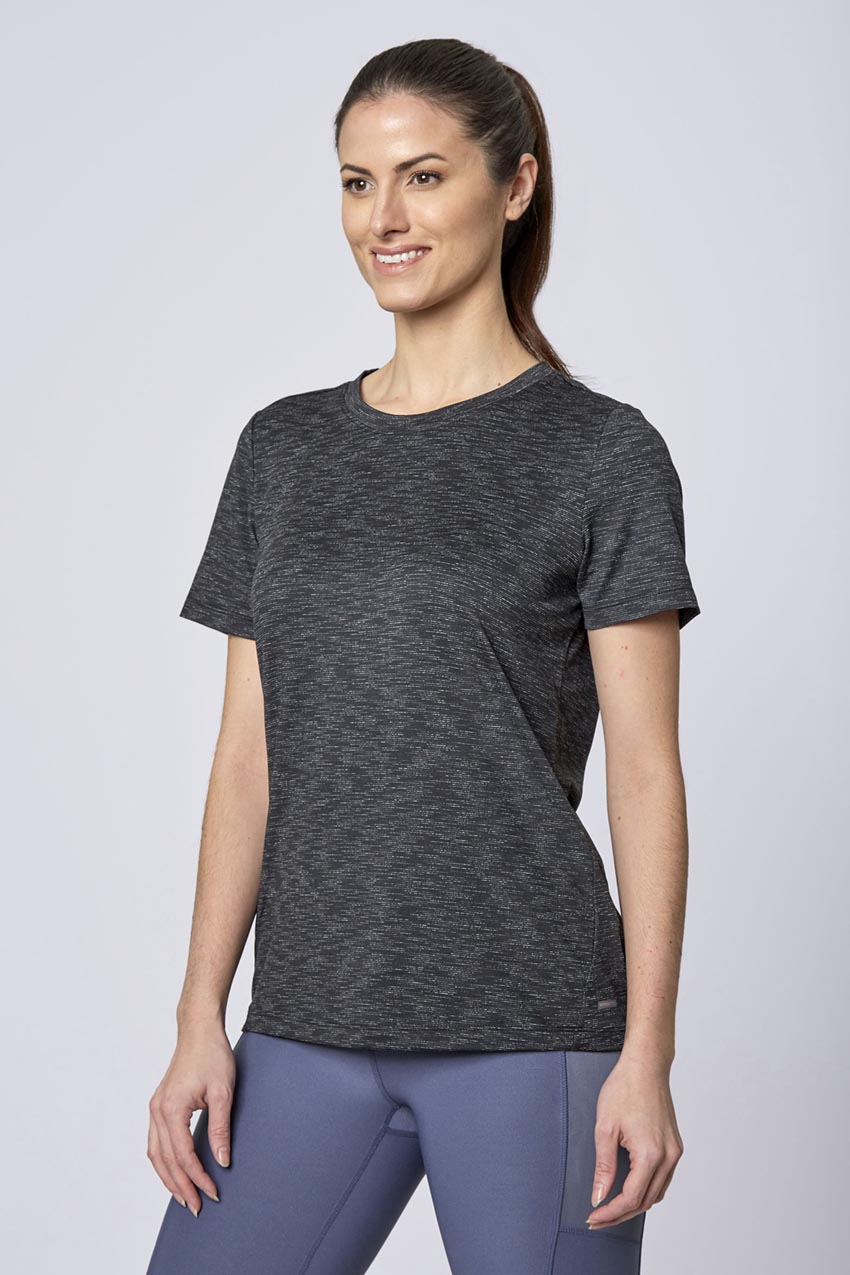 Mondetta Space Dye Active Tee in Black Combo