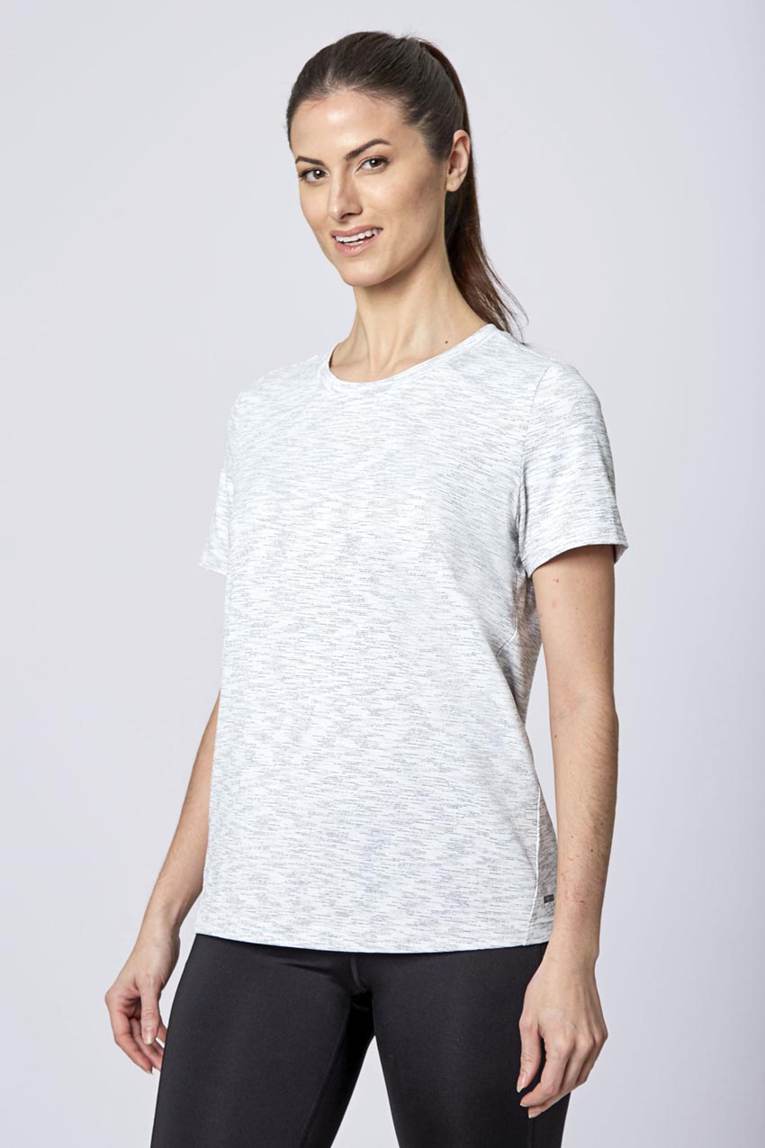 Mondetta Space Dye Active Tee in White Combo