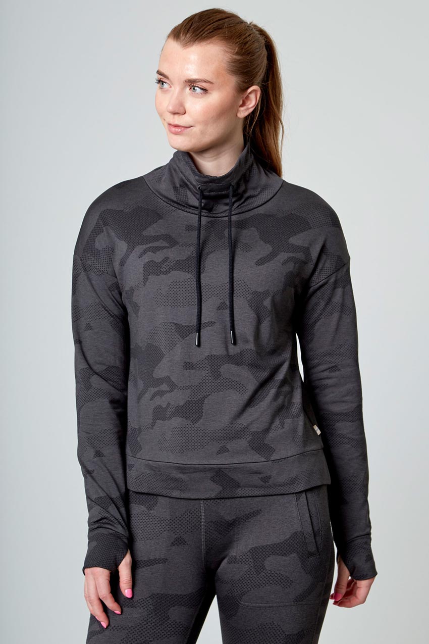Mondetta Camo Jacquard Popover in Black Camo Combo