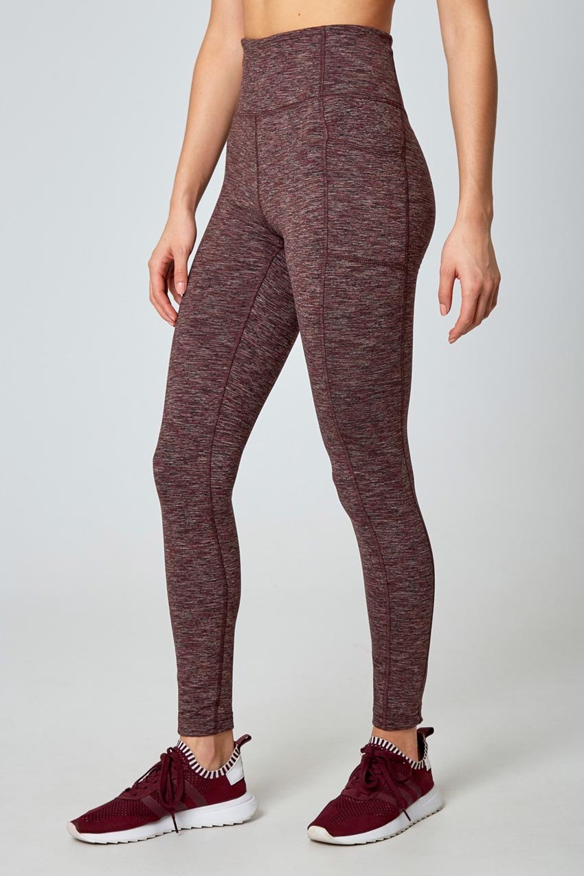 Mondetta Space Dye Jacquard Legging in Dark Mahogany Combo