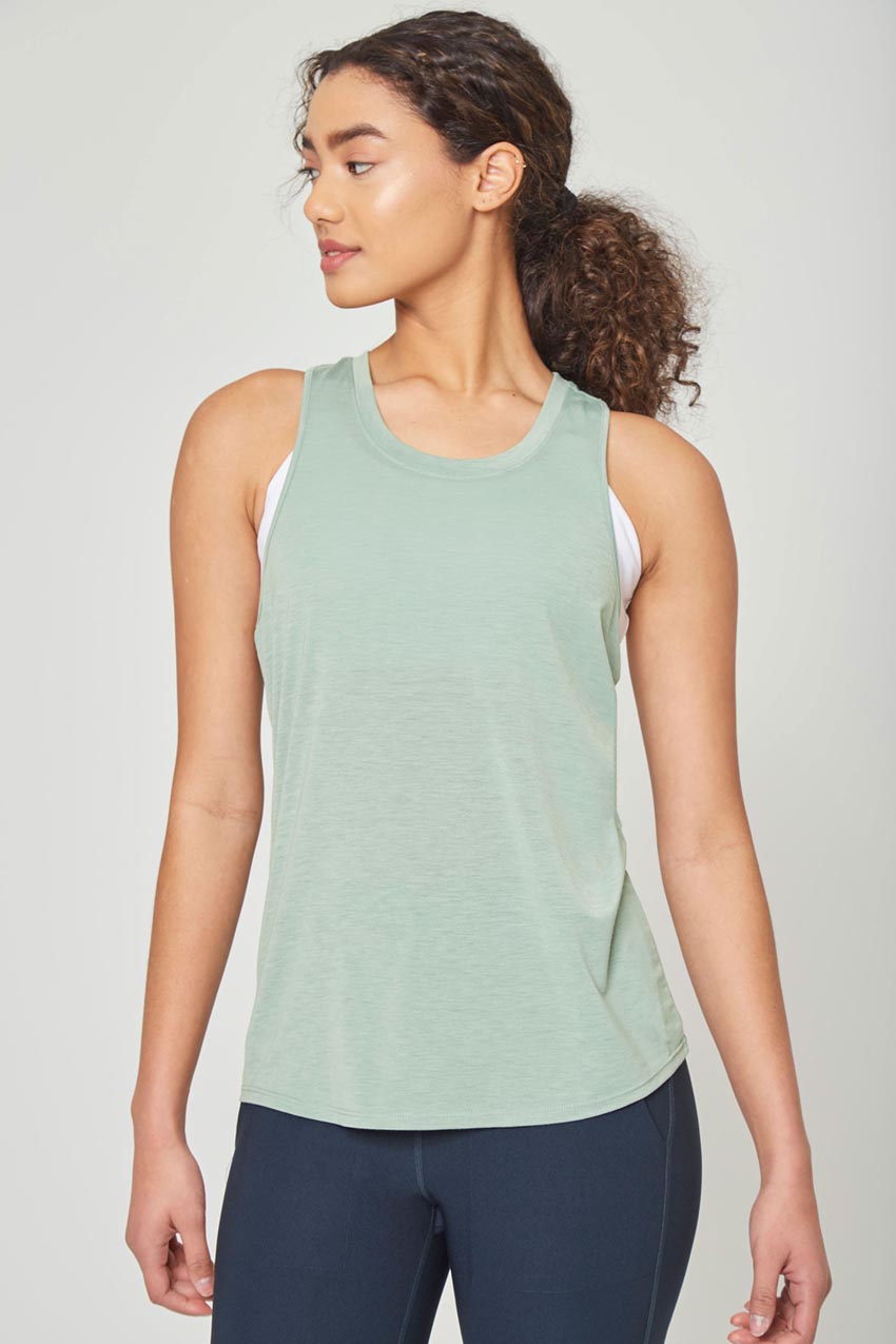 MPG Sport Bounce Dynamic Recycled Racerback Anti-Stink Tank Top in Soft Green