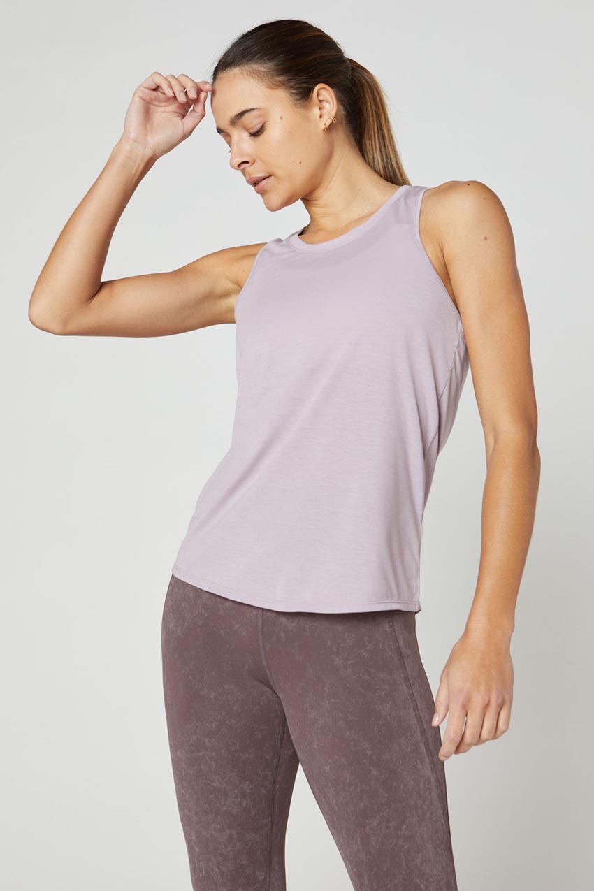 MPG Sport Bounce Dynamic Recycled Racerback Anti-Stink Tank Top in Purple Fog