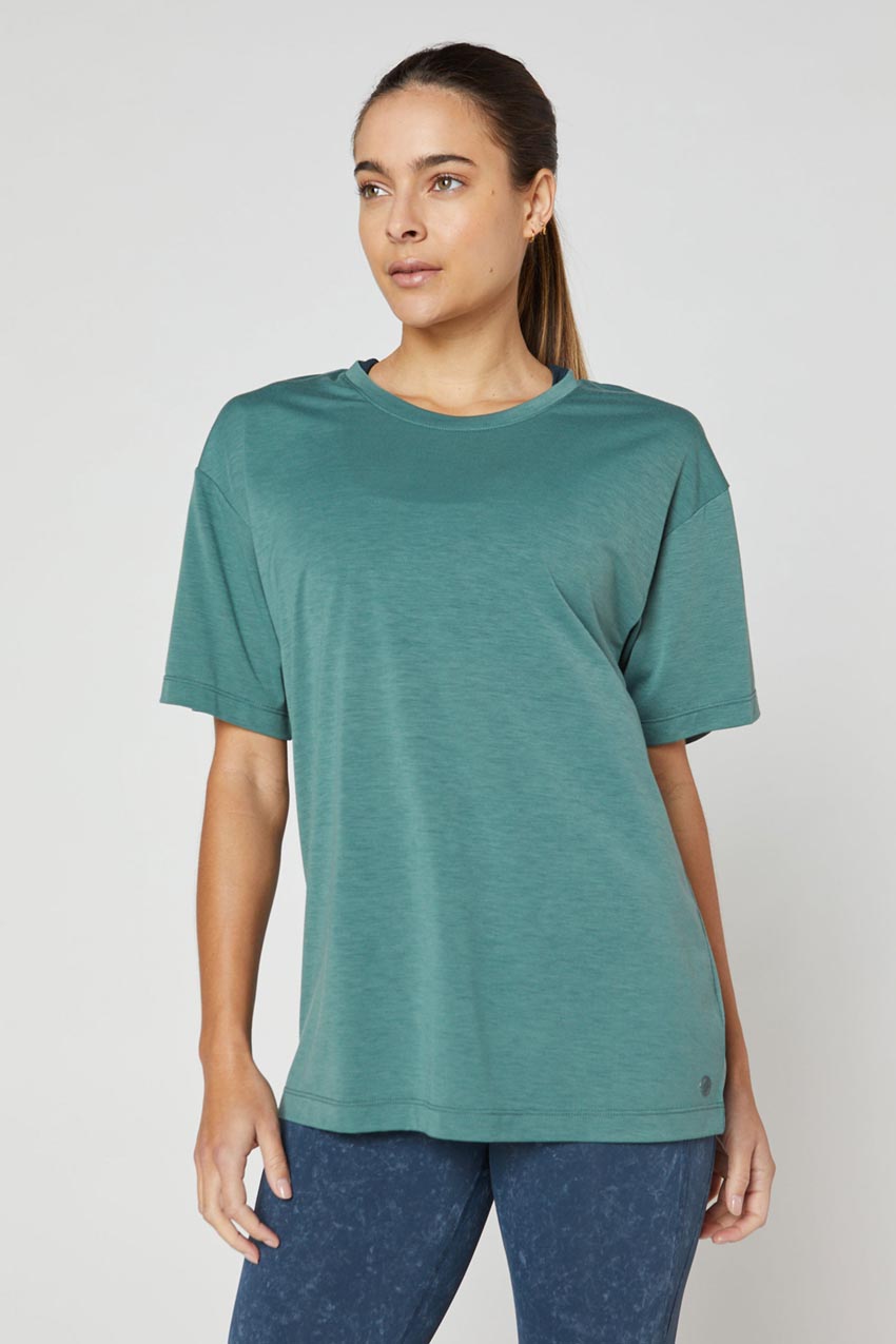 MPG Sport Ethos Dynamic Recycled Boyfriend Anti-Stink Short Sleeve T-Shirt in Powder Green