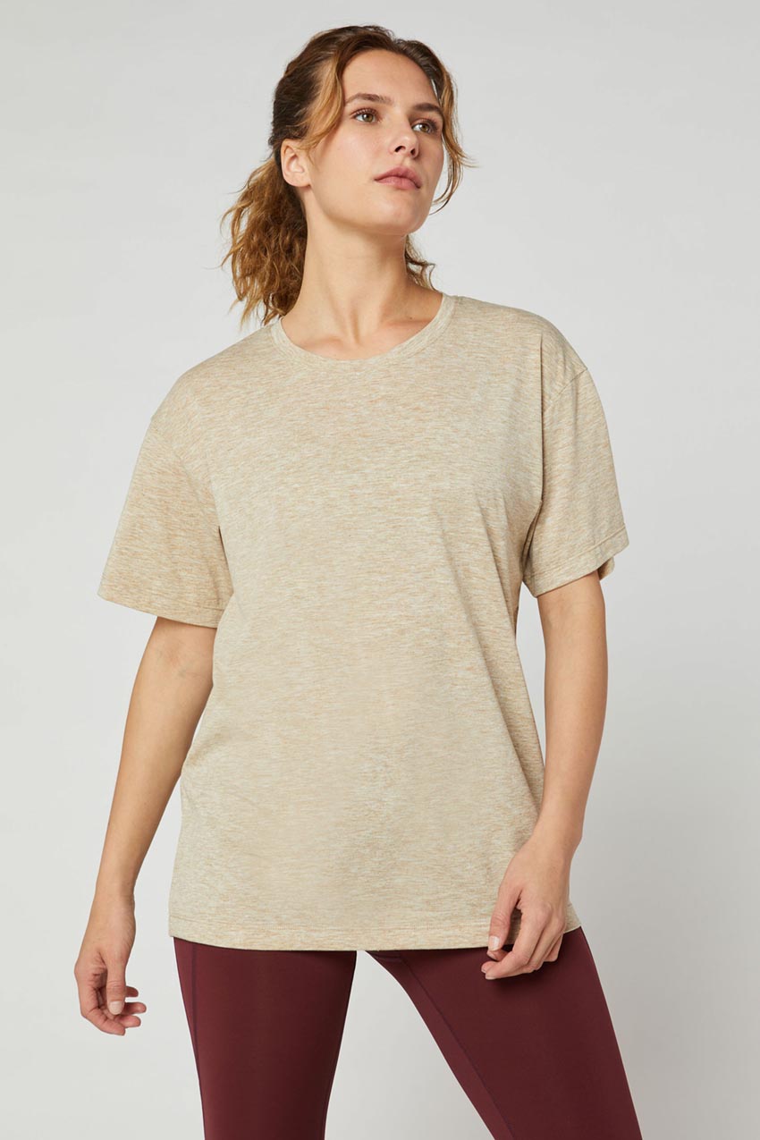 MPG Sport Ethos Dynamic Recycled Boyfriend Anti-Stink Short Sleeve T-Shirt in Htr Sand