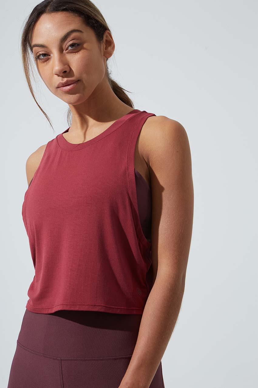 MPG Sport women's Avid Natural Modal Cropped Tank - Sale in Raspberry