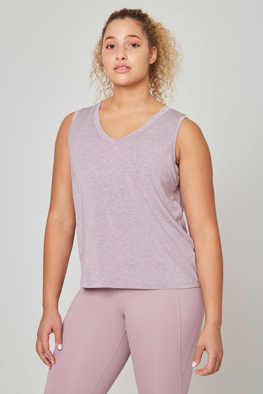 MPG Sport Exalt TENCEL™ Modal Sleeveless V-Neck Top in Htr Plum