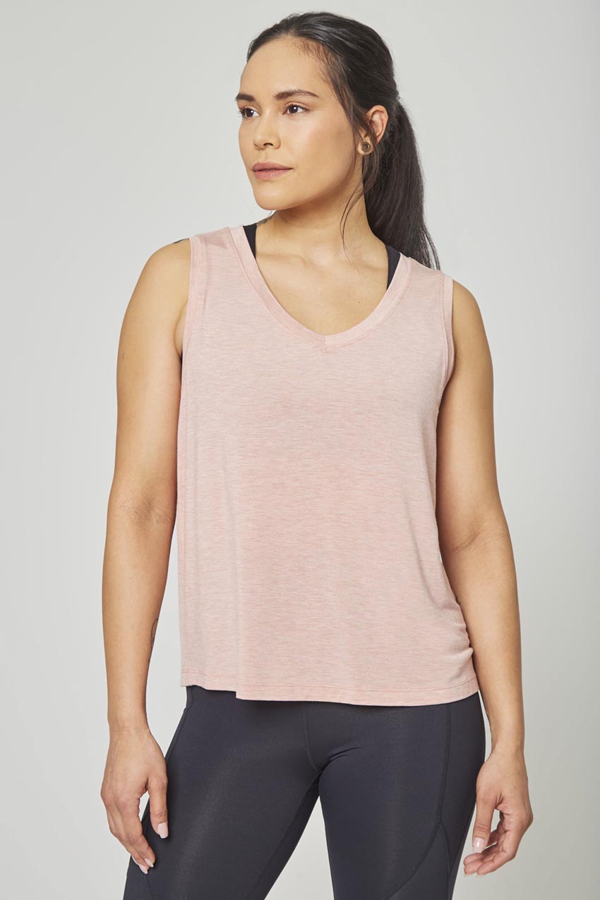 MPG Sport Exalt TENCEL™ Modal Sleeveless V-Neck Top in Htr Blush