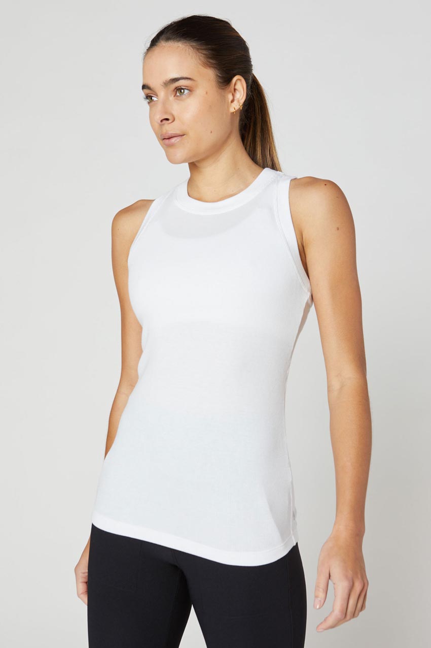MPG Sport Elevate TENCEL™ Modal Micro Ribbed Tank in White