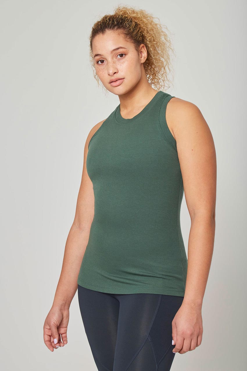 MPG Sport Elevate TENCEL™ Modal Micro Ribbed Tank in Herb Green