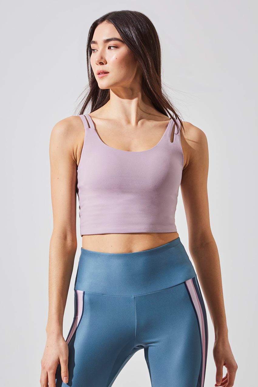 MPG Sport women's Bliss Recycled Polyester Light Support Bra Top in Dusty Purple